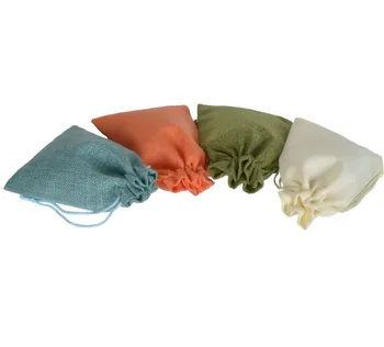 

Linen Rope Bags Christmas Gift Bags Vintage Natural Burlap Pocket Jewelry Gift linen bag Drawstring Storage Package Bags Pouches