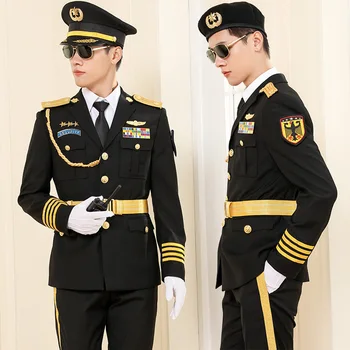 

Luxurious Trend Brand Men Business Casual Suit Male Pilot Captain Security Uniform Sets Spring Autumn Homme Blazer Costume Set