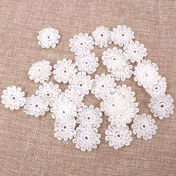 

Wholesale100pcs/lot Flower Shape DIY white Lace Decorative Flower Piece Broderie Suisse Wedding Decoration 26mm