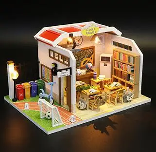 M907 китайский класс миниатюра Деревянный Кукольный дом мебель кукольный домик Миниатюрные аксессуары головоломка игрушка модель наборы игрушки подарок - Цвет: NO Dust cover