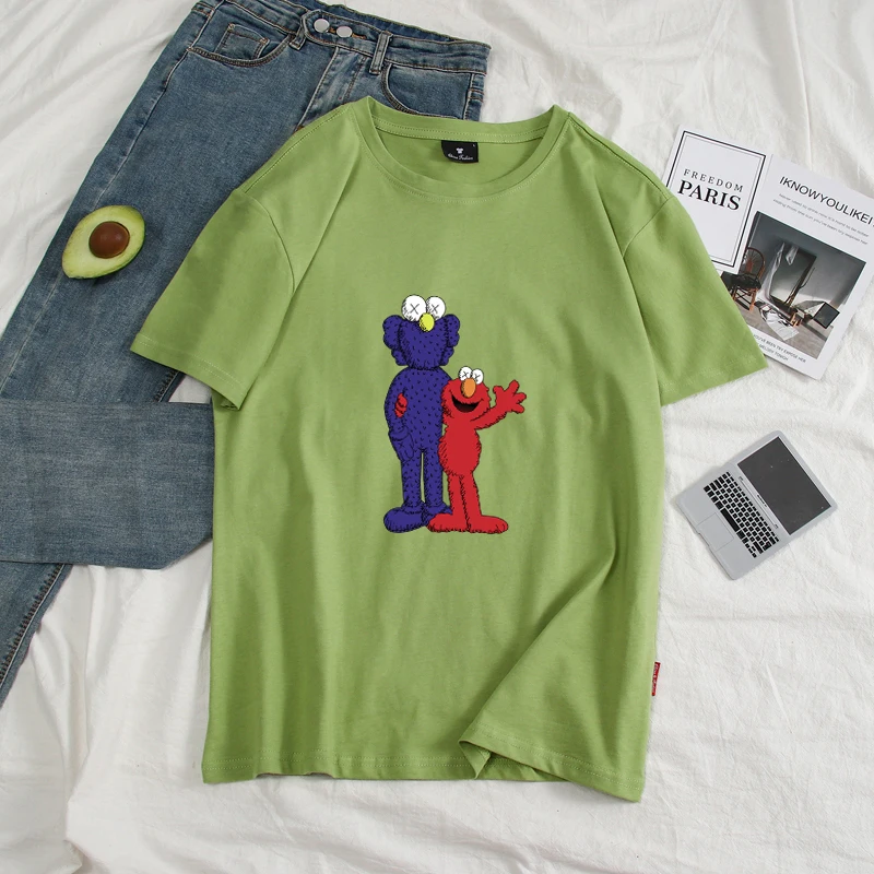

Dandeqi Fashion Sesame Street Men T-Shirt 2019 Summer New Anime Cartoon Print Short Sleeve Men Tops 100% Cotton Tee Shirts S-4XL