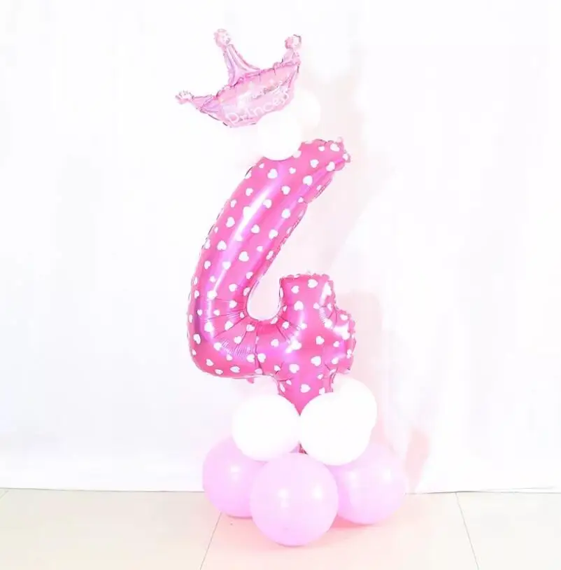 pink 4 Воздушный шар с цифрами, воздушные шары на день рождения, украшения на день рождения, Товары для детей, воздушный шар из фольги, цифры, балоны, бусины, шары - Цвет: pink 4