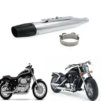 

Motorcycle Exhaust Muffler Pipe Modified Tail Exhaust System For Harley CG125 GN125 cb400ss sr400 CB 400 SS Black Iron 445MM