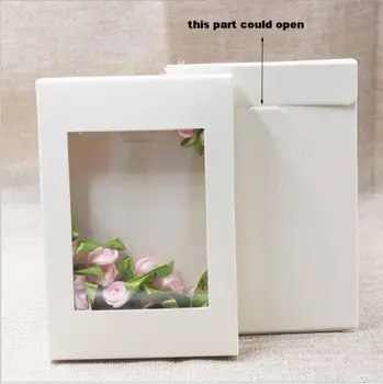

50pcs Rectangle Paper Gift Box,PVC Film Window Packaging Box,White Paper Folding Craft Party Favor Box