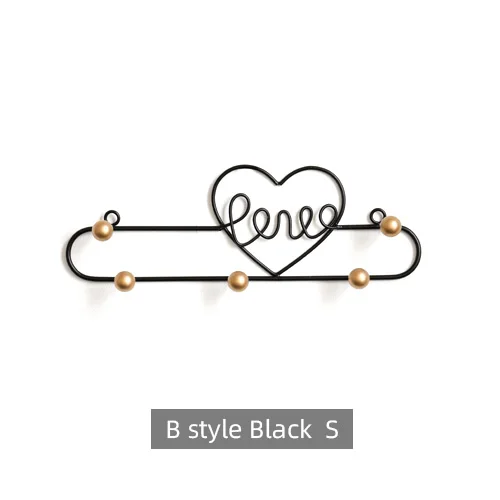 B style Black -S Металлический крючок для подвесных сумок одежда для ванной комнаты домашний ключ вешалка настенный держатель подставка свадебное украшение настенная вешалка декоративная - Цвет: B style Black -S
