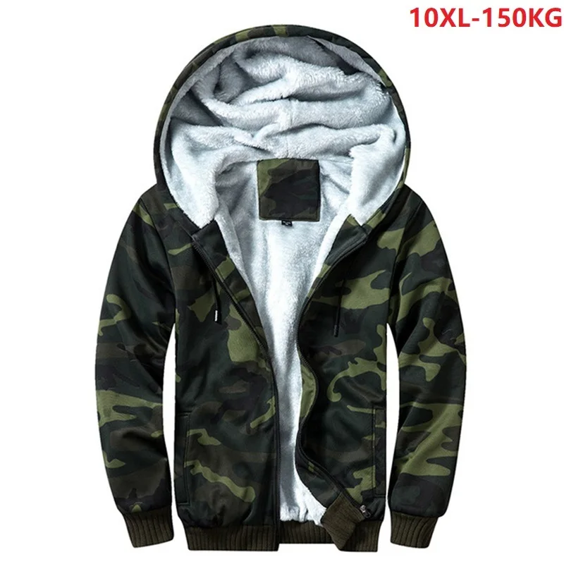 

Camouflage men thick fleece Sweatshirt hoodies warm hooded plus size 8XL 10XL winter out door patchwork Military style jackets