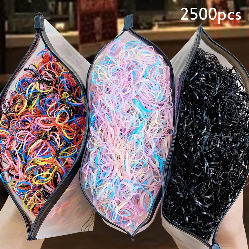 2500/1000 шт./упак. нейлон одноразовая резинка для волос обтянутая тканью Для девочек