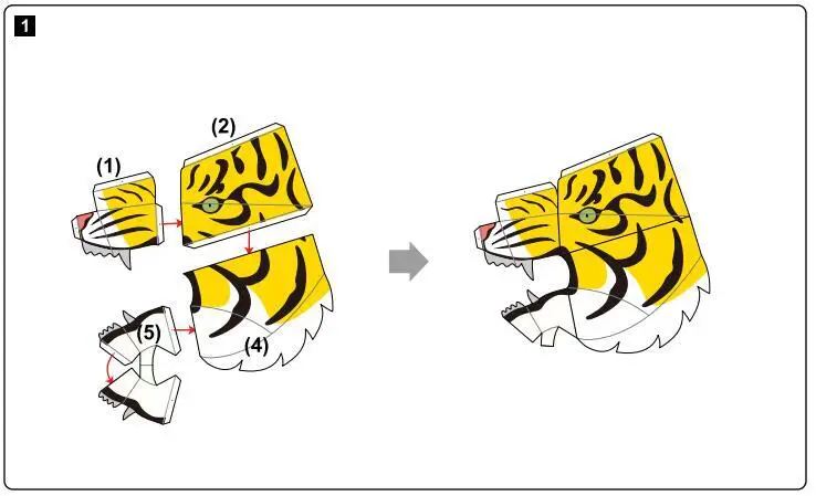 

Tiger Costume Ball Head Cover 3D Paper Model Toy DIY Cosplay Head Cover Handmade Fold