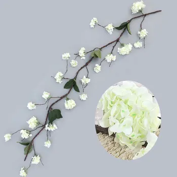 

Artificial Silk Hydrangea Vine Tree Rattan Hanging Flower Garland for Outdoor Wedding Party Home Garden Wall Decoration