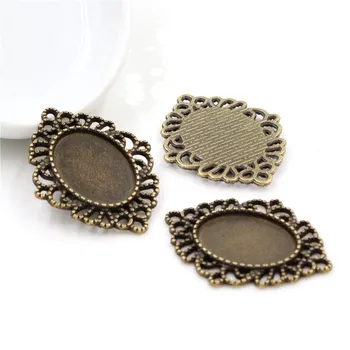 

10pcs 13x18mm Inner Size Antique Bronze Simple Style Cameo Cabochon Base Setting Charms Pendant necklace findings ( D4-17)