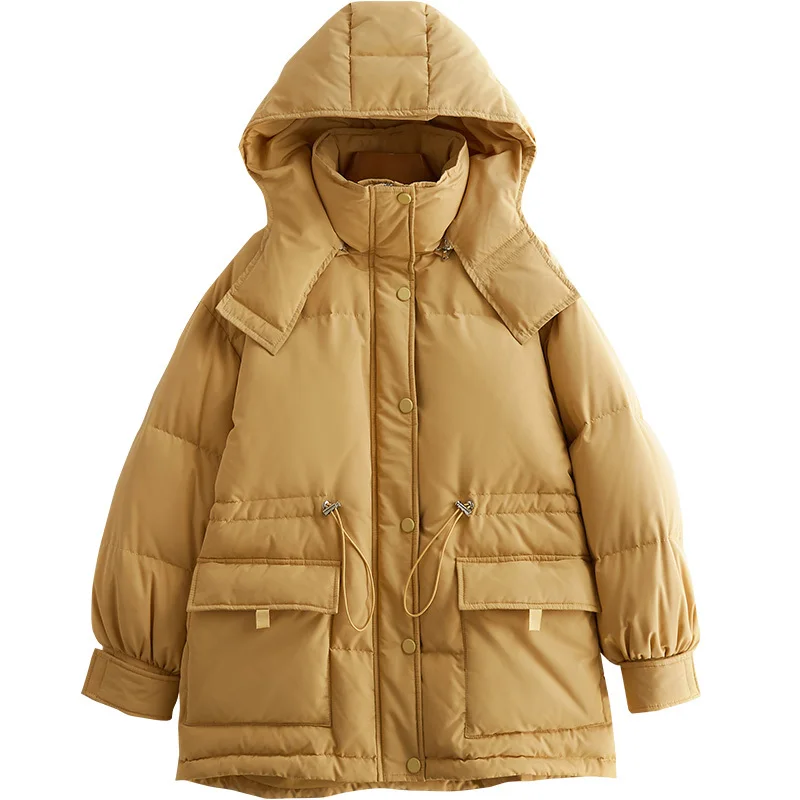 

New Fault Code Down Jackets Girls Long Even Hat Bai Yarong Winter Loose Coat
