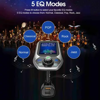 

Bluetooth AUX Car Kit Handsfree Set 3 USB Port QC3.0 Charge Display Color Quick Transmitter Music Player 1.8" MP3 TFT FM I6P5