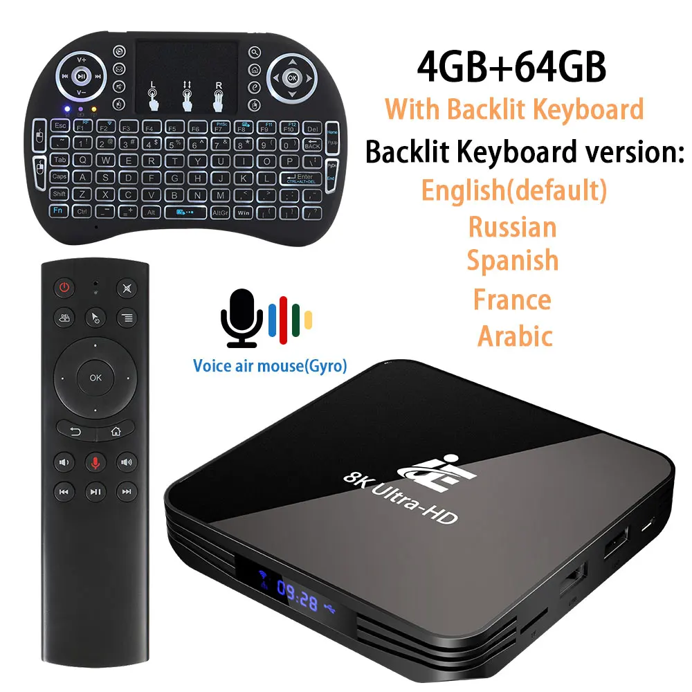 IE Android Smart Tv Box 9,0 4 ГБ 32 ГБ 64 Гб медиаплеер 2,4G 5G Wifi четырехъядерный 1080P Netflix Youtude 4K телеприставка - Цвет: 64G G20 keyboard