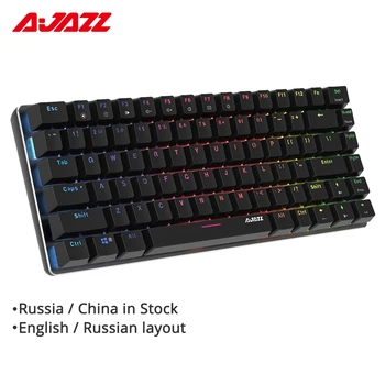 

Ajazz AK33 82 key Gaming Mechanical Keyboard Russian/English layout backlight USB Wired anti-ghosting Blue/Black switch pc gamer
