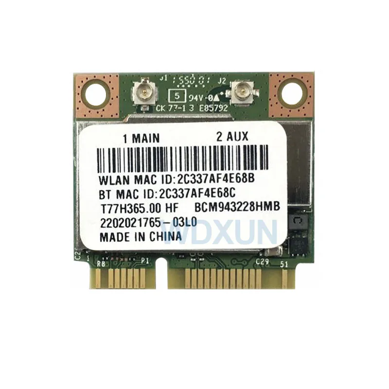 BCM 943228 HMB BCM 943228   802.11a/b/g/n 미니 pci-e Wifi 카드 300Mbps 2.4Ghz 5Ghz 무선 Bluetooth 4.0 어댑터 DELL ASUS ACER