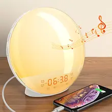 

Wake Up Light 7 Colors Sunrise Alarm Clock FM Radio Digital Nightlight Bedroom Beside Night Lamp Valentine's Day