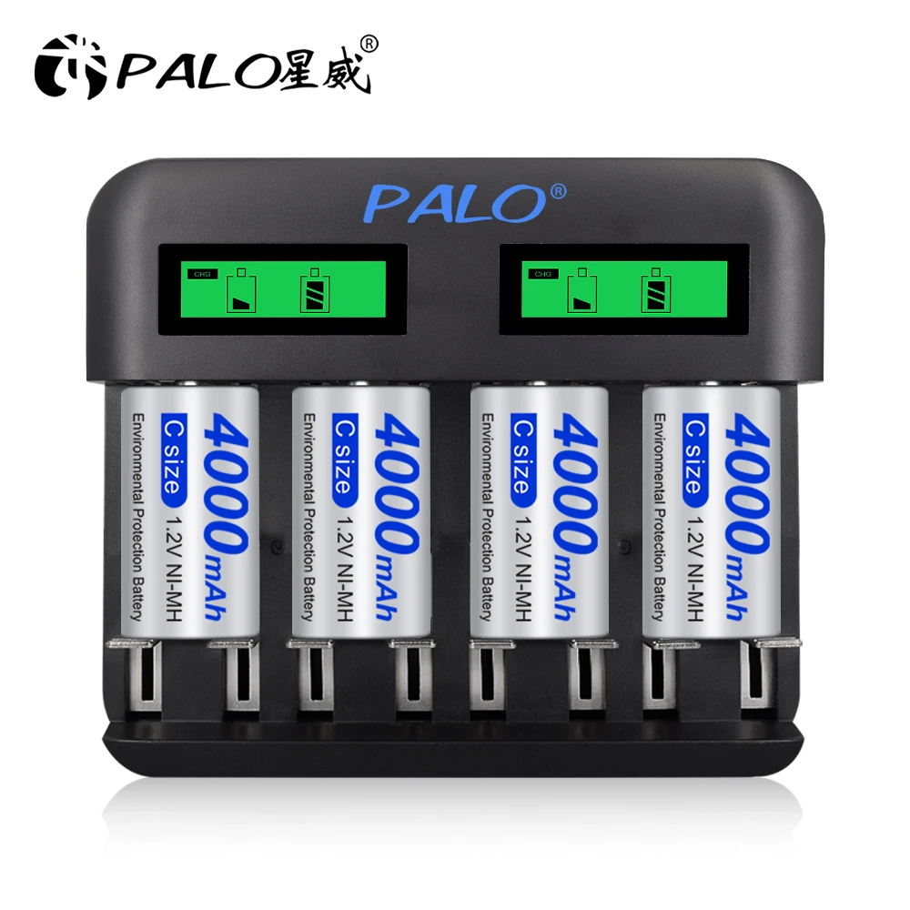 2-8pcs C Size LR14 Rechargeable Battery 4000mAh Type C Battery 1.2V NI-MH Rechargeable C Batteries for Flashlight Gas Cooker