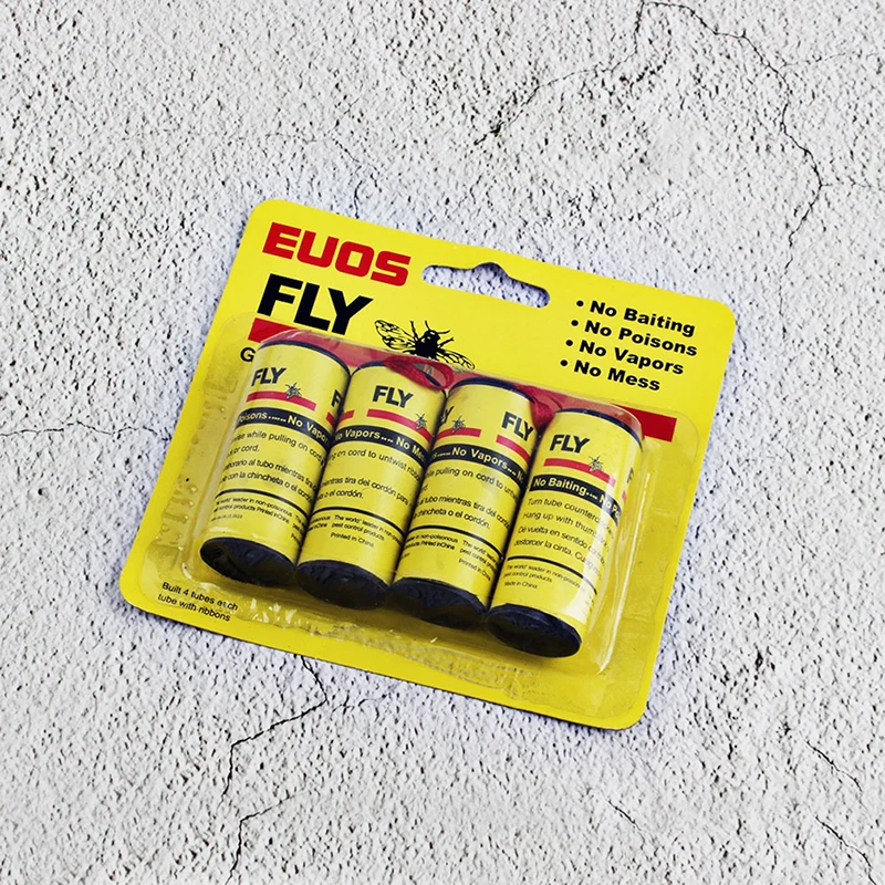 Rollo de cintas adhesivas para moscas, tiras de papel de doble cara, pegamento para insectos, trampa para moscas, Mata mosquitos, 4 Uds.