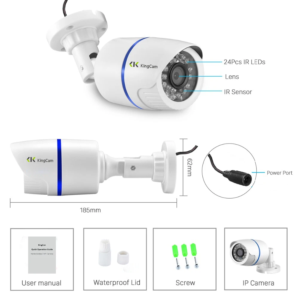KingCam Всепогодная Wifi IP камера 1080P Беспроводная CCTV пуля наружные крытые камеры с
