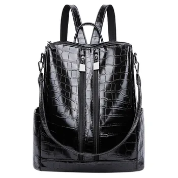 

Soild Color Fashion School Bag Women Stone Pattern Zipper Shoulder Backpack Student Teenage Multi-Function Shoulder Bags YL5