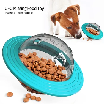 

2020 Interactive Dog Puppy Food Treat Ball Fly Disc Toy Shaking Leakage Food Container Puppy Large Dog Slow Feed Pet Tumbler Toy