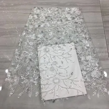 

French sequined lace fabric, African lace fabric, high quality lace fabric for Nigerian wedding dress in 2020, XX3873