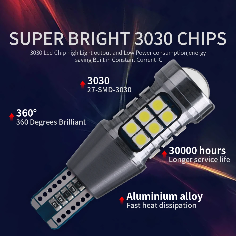 LED  T15 W16W WY16W ĵ   ڵ   ,  극ũ  3030, 27SMD, 6000K, 12V, ȭƮ ڹ , 2 