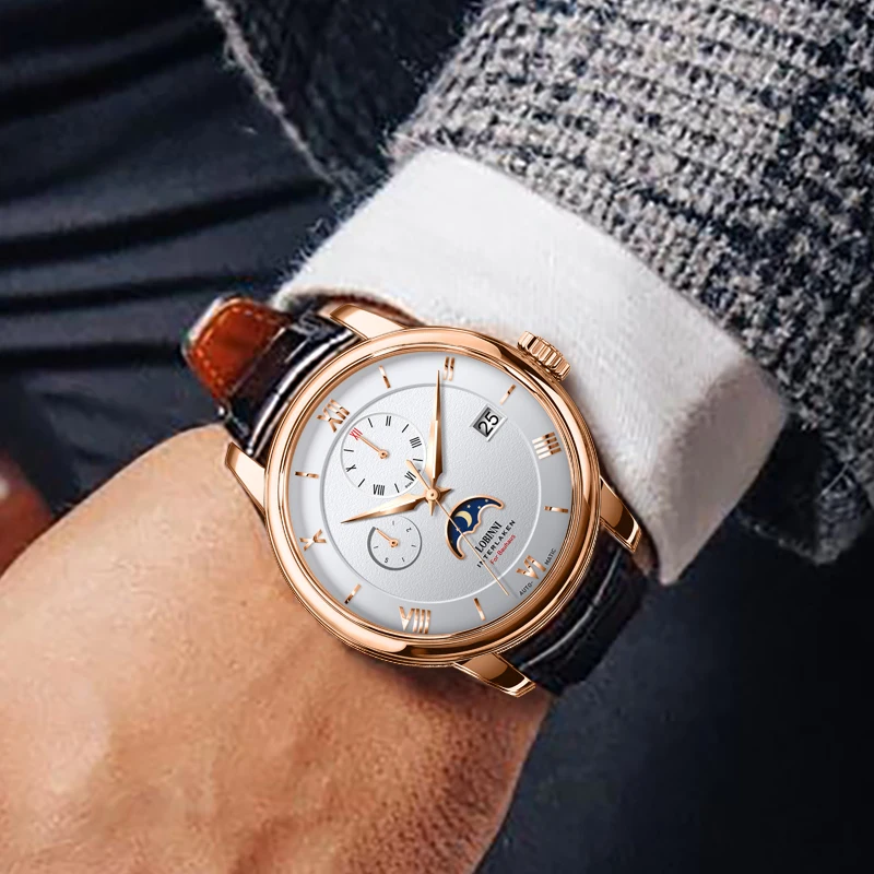 Швейцарский роскошный бренд LOBINNI мужские часы Seagull автоматические механические с