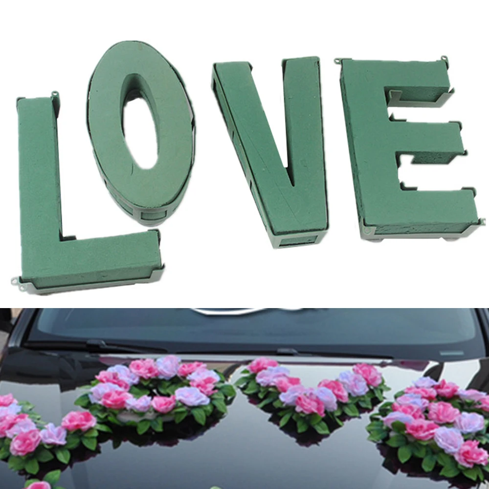 

LOVE Lettered Wedding Car Decoration DIY Sponge Sucker Flower Holder Mud Inserting Dry Flower Holder Wedding Supplies