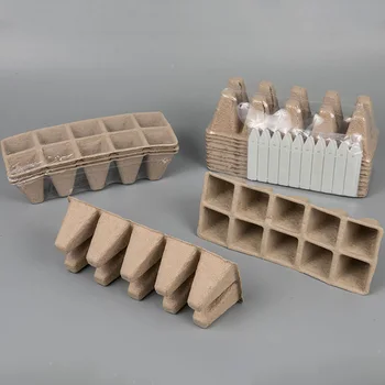 

10Pcs 10-Cell Pulp Nursery Cup Biodegradable Paper Pulp Pot Seedling Cup Seeds Starter Germination Tray for Garden Cultivation