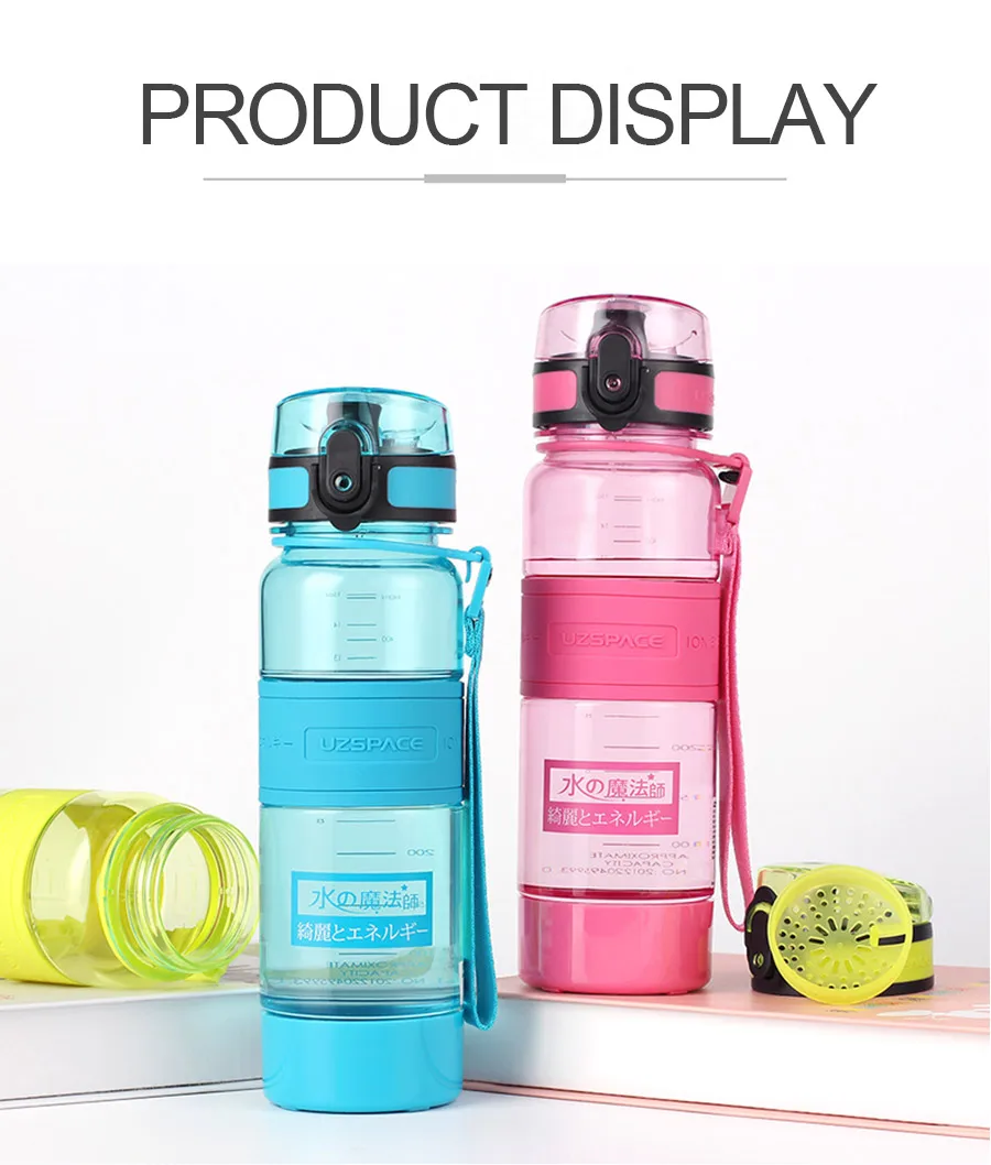 12-UZSPACE 450 ml Water Bottle Portable Leakproof Eco-friendly Sports Hiking Tea My Drink Bottle Large Capacity Kettle With filter