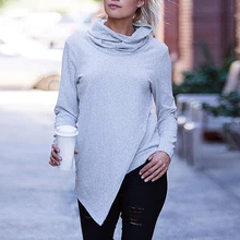 ^^Best Offers Autumn Turtleneck women blouse Sweatershirt long sleeve Irregular Hem Blouse Casual Solid color tops ^^Best Offers Autumn Turtleneck women blouse Sweatershirt long sleeve Irregular Hem Blouse Casual Solid color tops