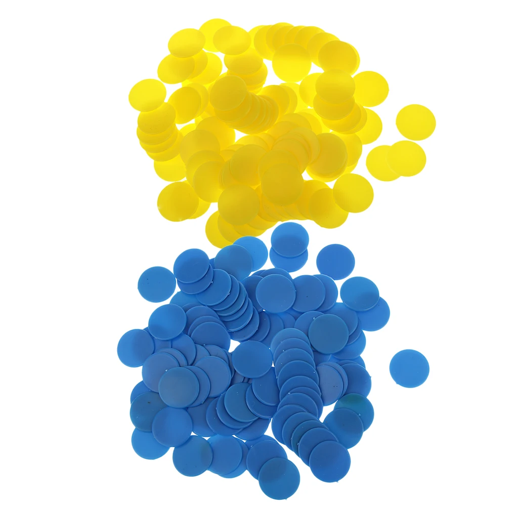 200x Counters Counting Chips Plastic Markers 18mm Mixed Colors(Yellow,Blue) for Bingo Chips Game Tokens