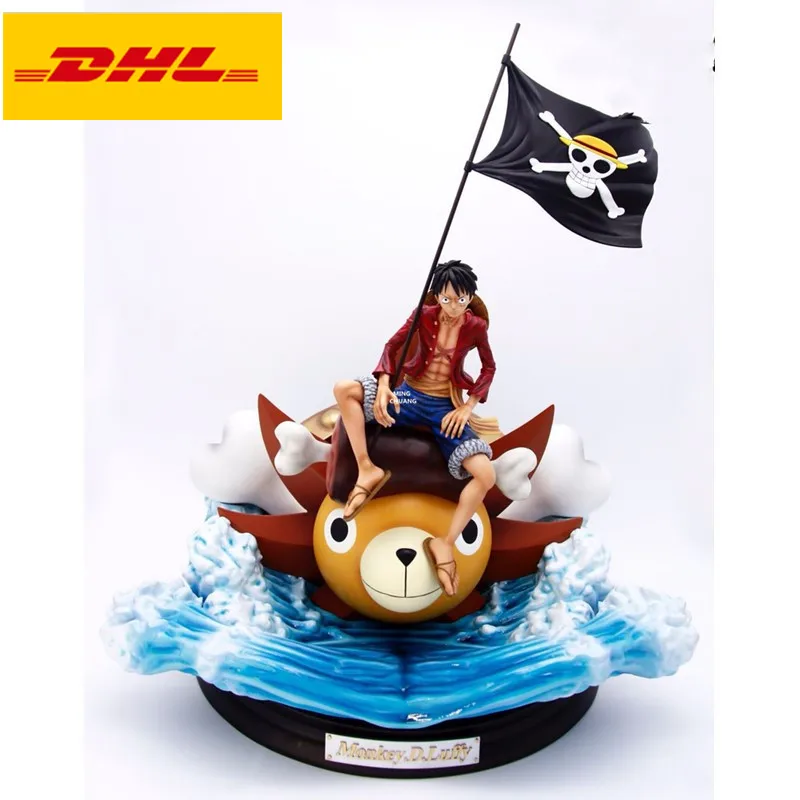 20" One Piece Statue The Straw Hat Pirates Bust Luffy Full-Length Portrait THOUSAND SUNNY GK Action Figure Toy BOX 50CM V609 - Цвет: Красный