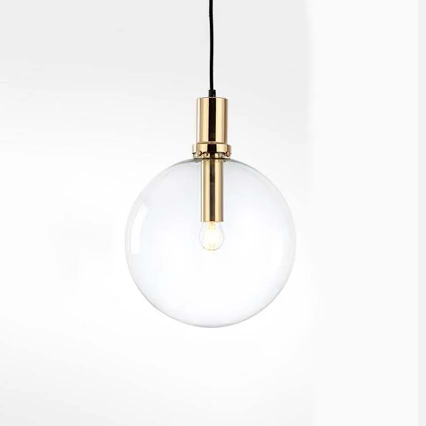 Gold lampholder Скандинавские стеклянные шаровые подвесные светильники золотистого и черного цвета, держатель лампы, креативный подвесной светильник для гостиной, столовой, кухни - Цвет корпуса: Gold lampholder