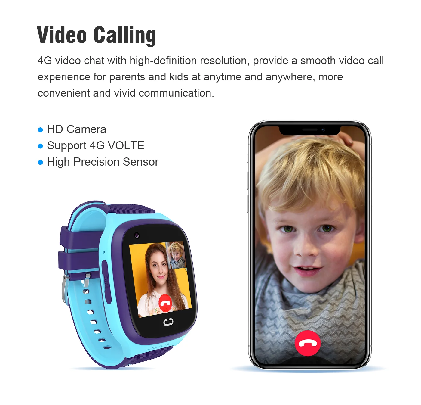 Kids Smart Watch 4G Video Phone Call Water Resistant GPS Tracker For iOS  Android