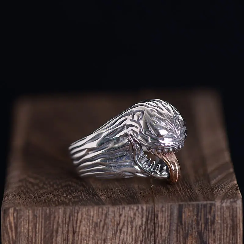 FNJ питон бивиттатус кольца 925 серебро регулируемый размер Популярные S925 Твердые серебряные кольца для мужчин ювелирные изделия в стиле панк змея