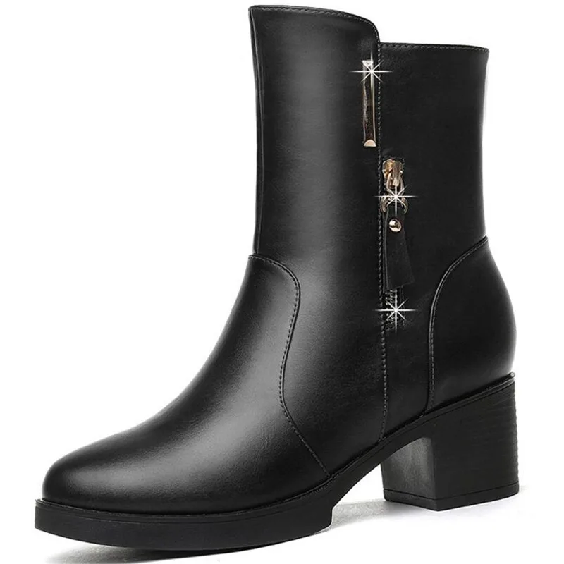 Autumn and winter women's shoes short boots women's thick with high heel shoes with velvet cotton shoes in the tube boots