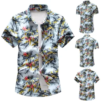 

Men's Turndown Collar Buttons Casual Print Hawaiian Short Sleeve Shirt Top Hawaii Print Beach Short Sleeve Quick Dry Top Blouse