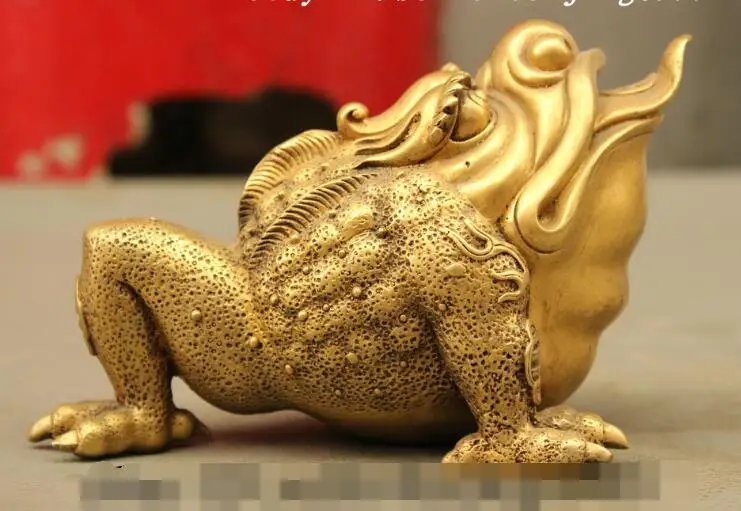 S6812 китайская бронза 24 К Золото благоприятный 3 ноги жаба лягушка Spittor монета со статуей Статуэтка D0318