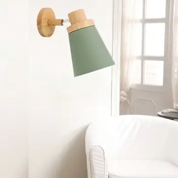 

Nordic Wall Lamp Wooden Base Bedside Light Modern Macaroon Sconce Fixture