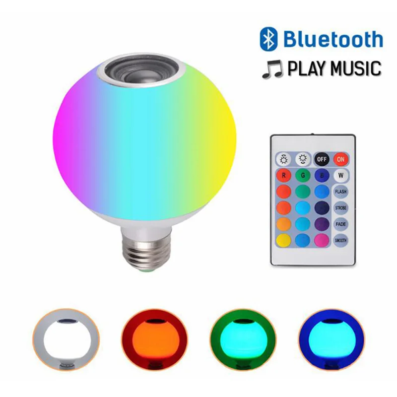 Смарт-E27 RGB белый Bluetooth динамик светодиодный светильник лампы Регулируемая Музыка