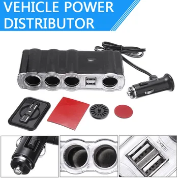 

4 Way Universal Portable lightweight Cigarette Lighter Dual USB Ports Socket Car Charger Power Splitter Fit For Mobile Phone