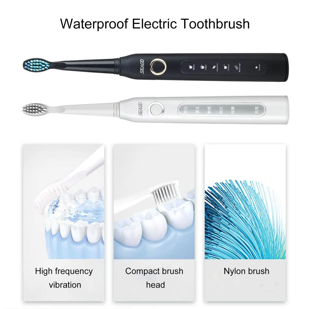 Seago SG-507 Electric Toothbrush Smart Timer Sonic Brush USB Rechargeable Waterproof Tooth Brush for Adult Seago SG-507 Electric Toothbrush Smart Timer Sonic Brush USB Rechargeable Waterproof Tooth Brush for Adult