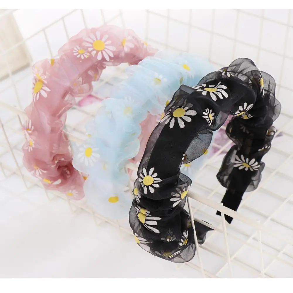 

Korean small daisy fold headband pure color simple and versatile fresh headband trendy fashion hairpin