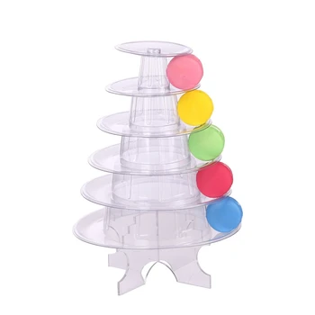

6 Tier Round Cake Stand Macaron Tower, Plastic Tiered Cupcake Dessert Display Stand Pastry Appetizers Serving Tray Platter Food