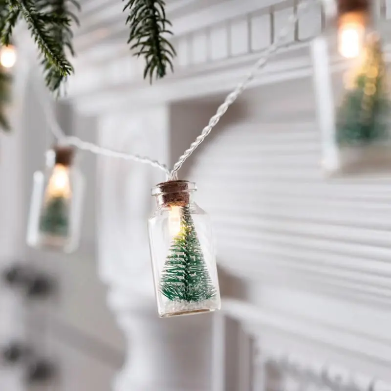 HNGCHOIGE Mini Christmas Tree String Light Glass Bottle Pedan for Christmas New Year