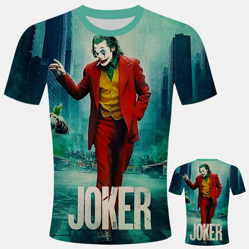 

2019 new the Joker t shirt Man One piece off white Joker comics character clown with poker summer 3d t-shirt harajuku style Tee