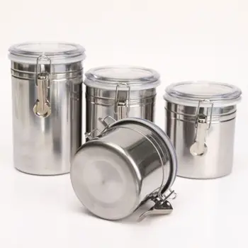

Stainless Steel Airtight Sealed Canister Storage Can Coffee Tea Tin Candy Holder Bottles Food Storage Case for Home Kitchen