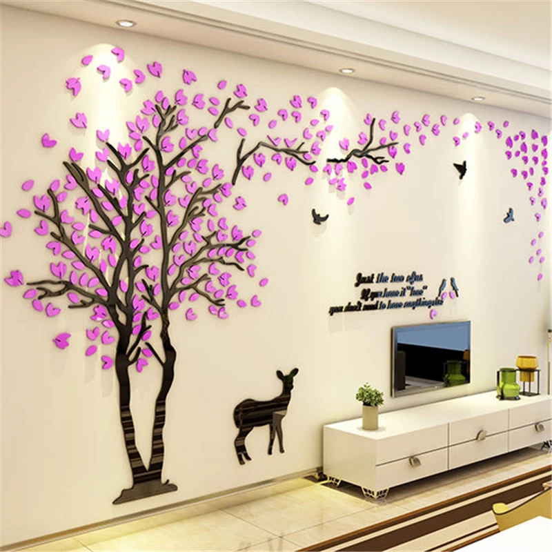 3d Acrylic Three-dimensional Wall Stickers Big Tree Pattern Living Room Dining Bedroom Background Decoration | Дом и сад